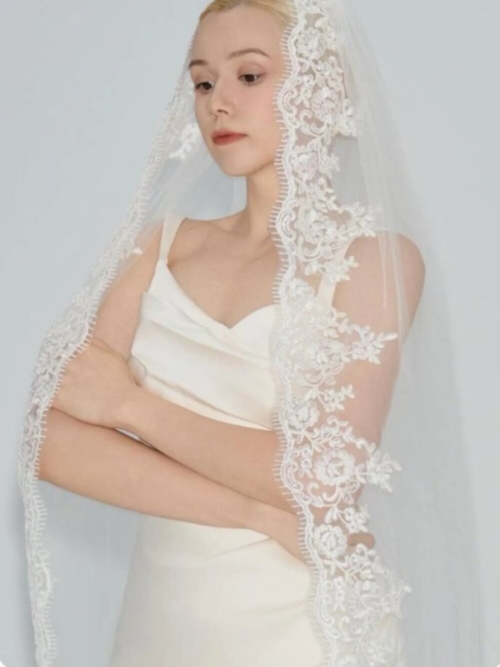 Wedding Veil - Spanish Lace Cathedral, Mantilla Style, Tulle Bridal Veil